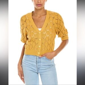 Autumn Cashmere Yellow Open-Knit Cardigan